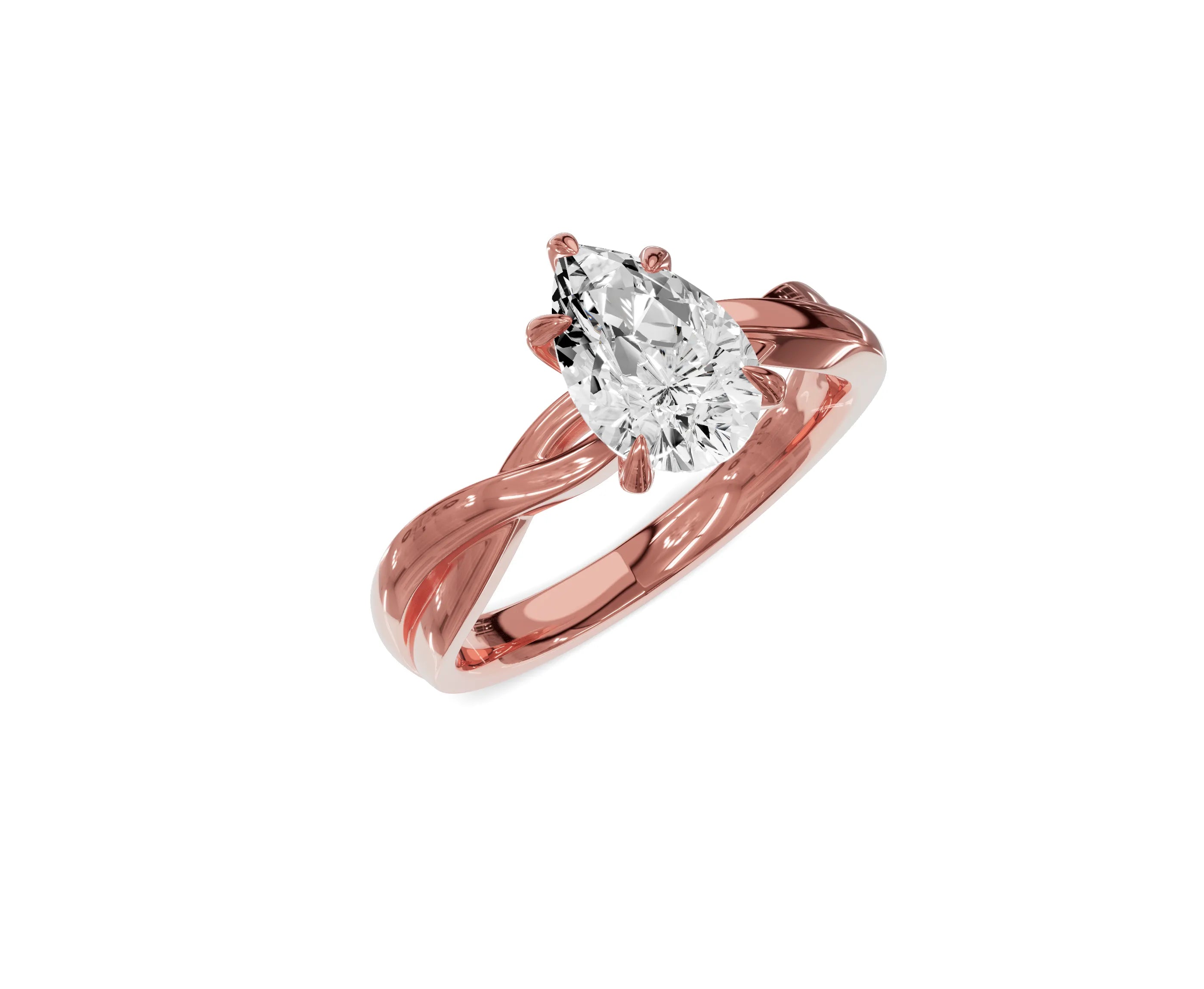 1.5 Ct Pear Diamond Twisted Shank Solitaire Engagement Ring - Chicory Jewel