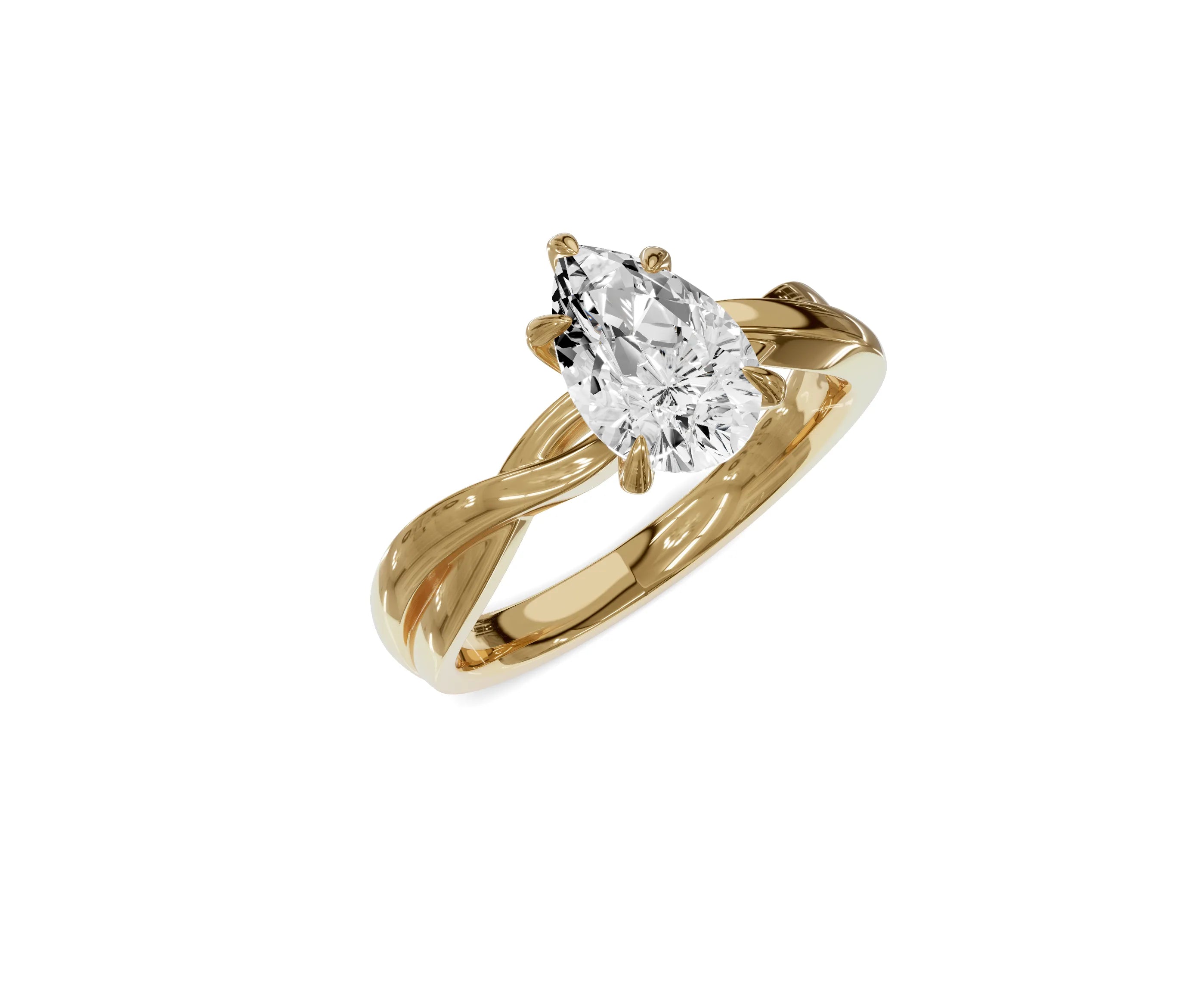 1.5 Ct Pear Diamond Twisted Shank Solitaire Engagement Ring - Chicory Jewel
