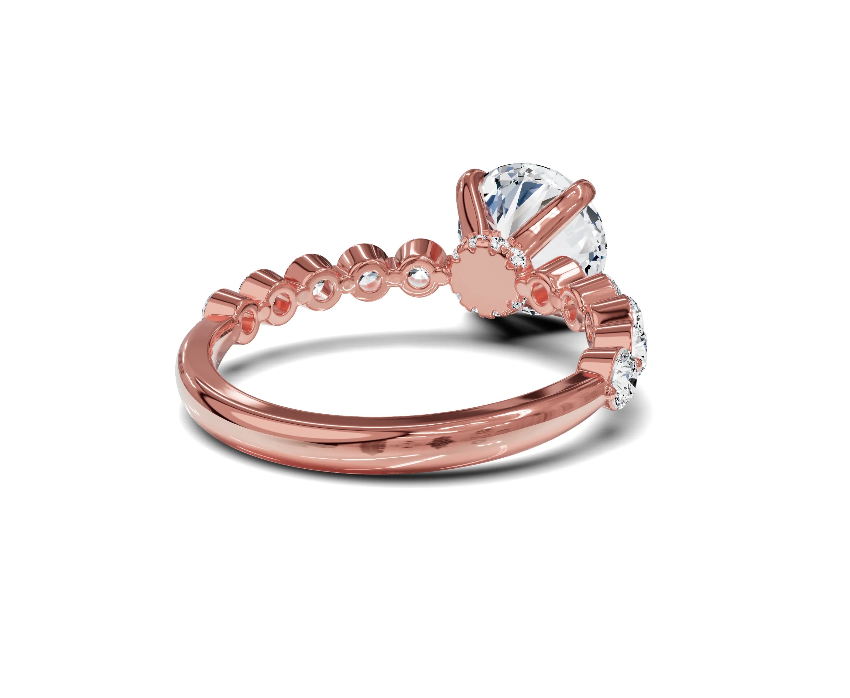 3.25 Ct Round Diamond Engagement Ring with Side Stones & Hidden Halo - Chicory Jewel