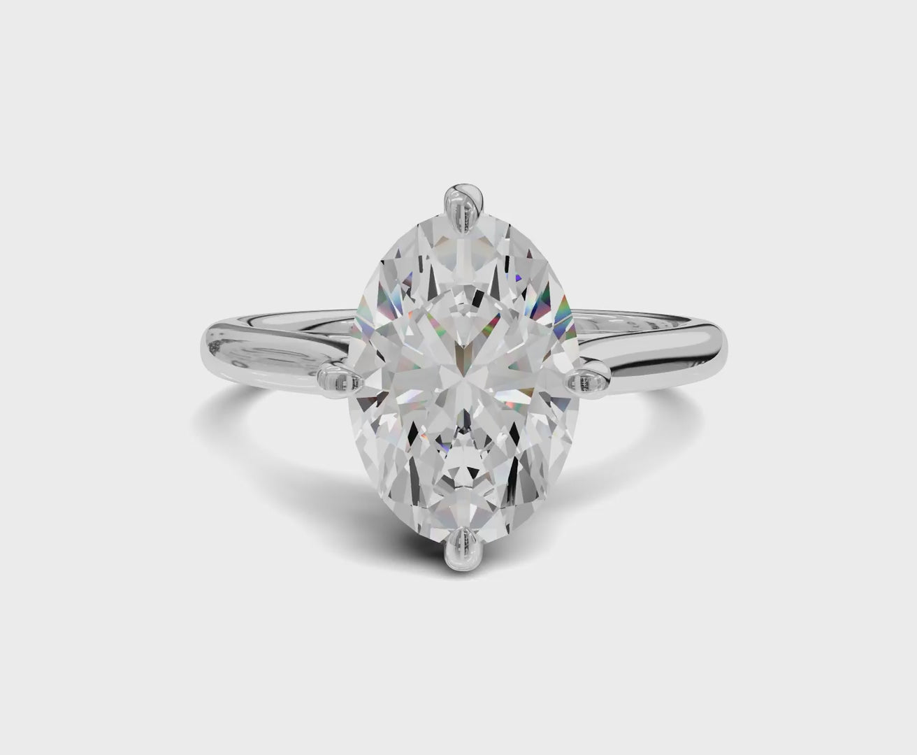 2.10 Ct Oval Cut Engagement Ring With Hidden Halo