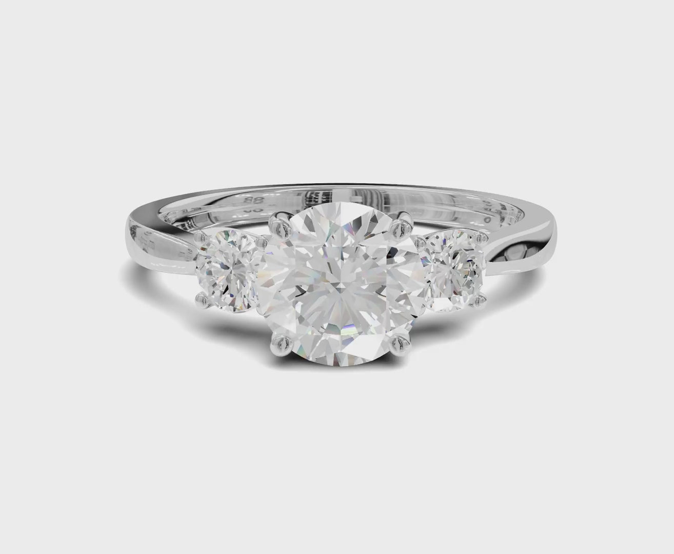 Elegant Three Stone 1.35ct Round Engagement Ring | Forever Love