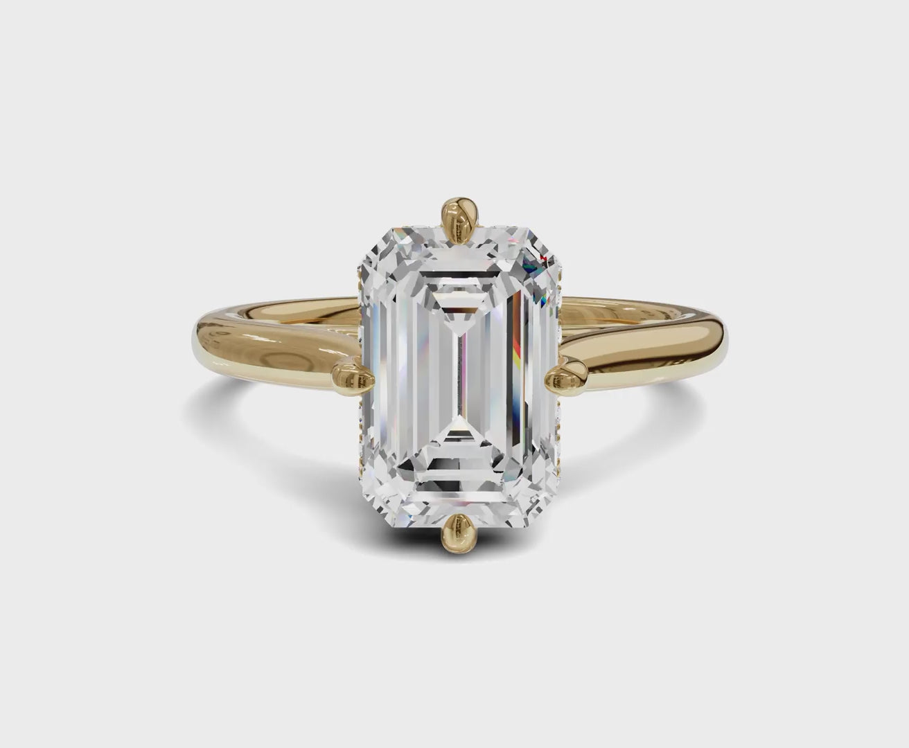 2.30 Ct Emerald Cut Engagement Ring With Hidden Halo