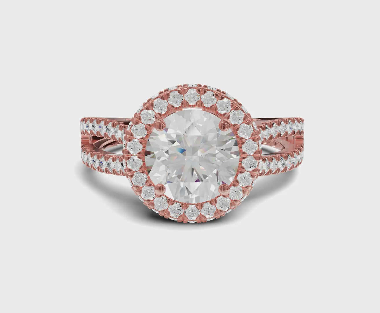 Split Shank Halo Round Diamond Ring | 1.75ct | Timeless Elegance