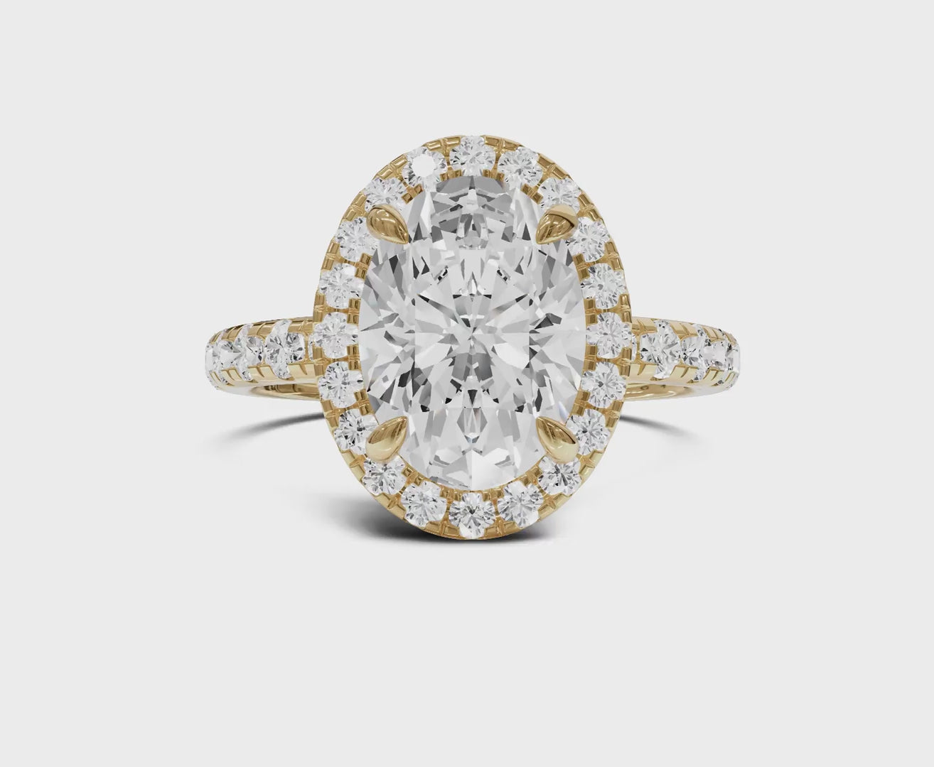 2.60 Ct. Oval Lab Grown Diamond With Halo & Side Stones Ring