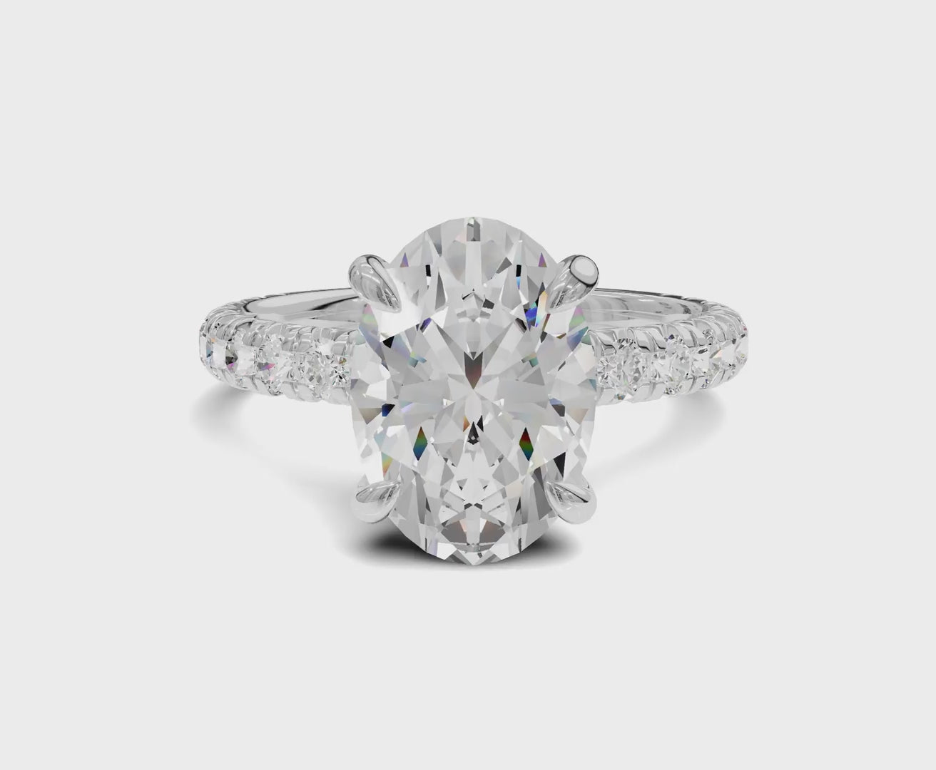 Luxurious Engagement Ring with Hidden Halo|2.50 ct|Oval Cut