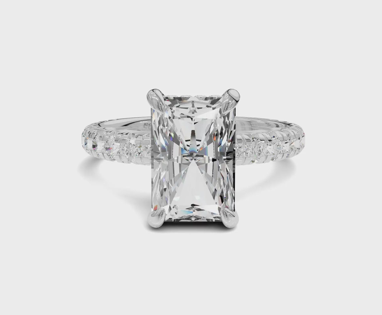 Luxurious Engagement Ring with Hidden Halo|3 ct|Radiant Cut