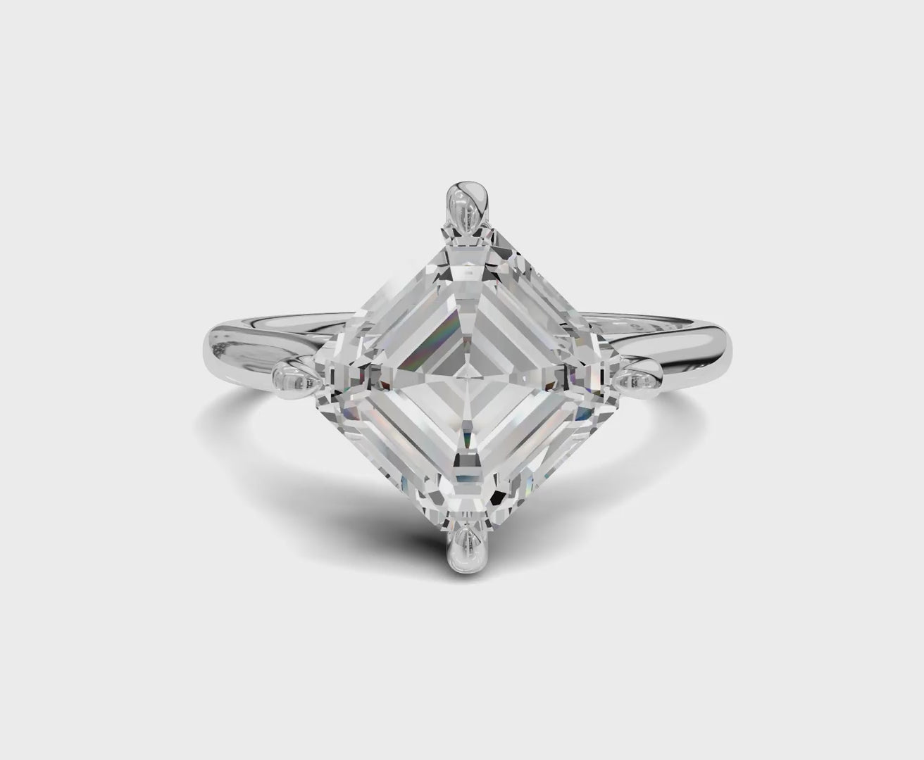 2.60 Ct Asshcher Cut Engagement Ring With Hidden Halo