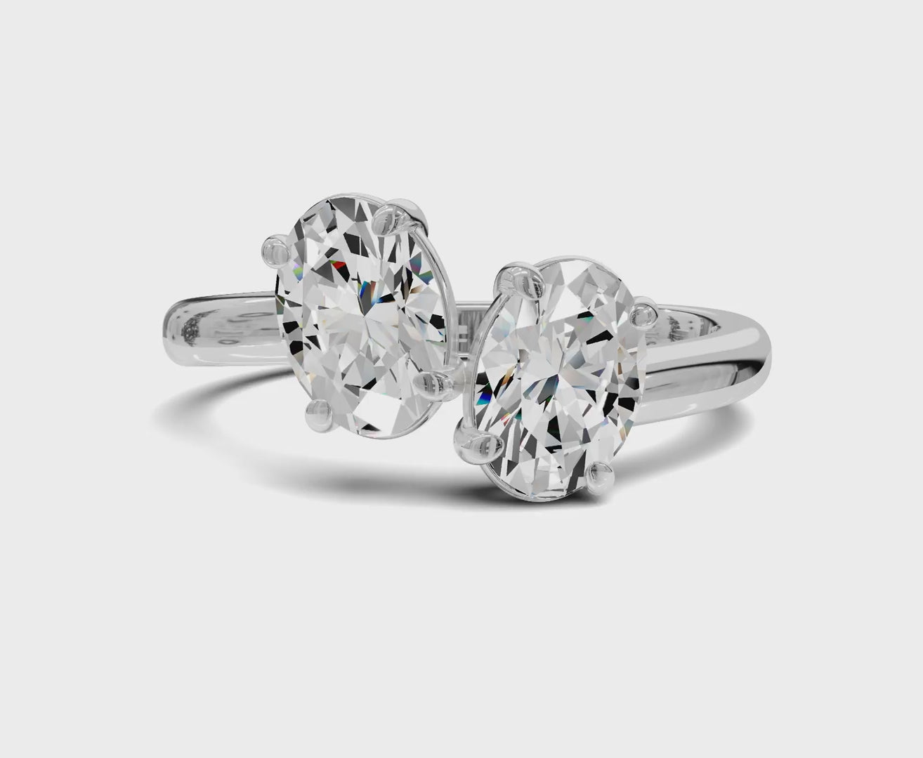 Oval Diamond Toi et Moi Engagement Ring