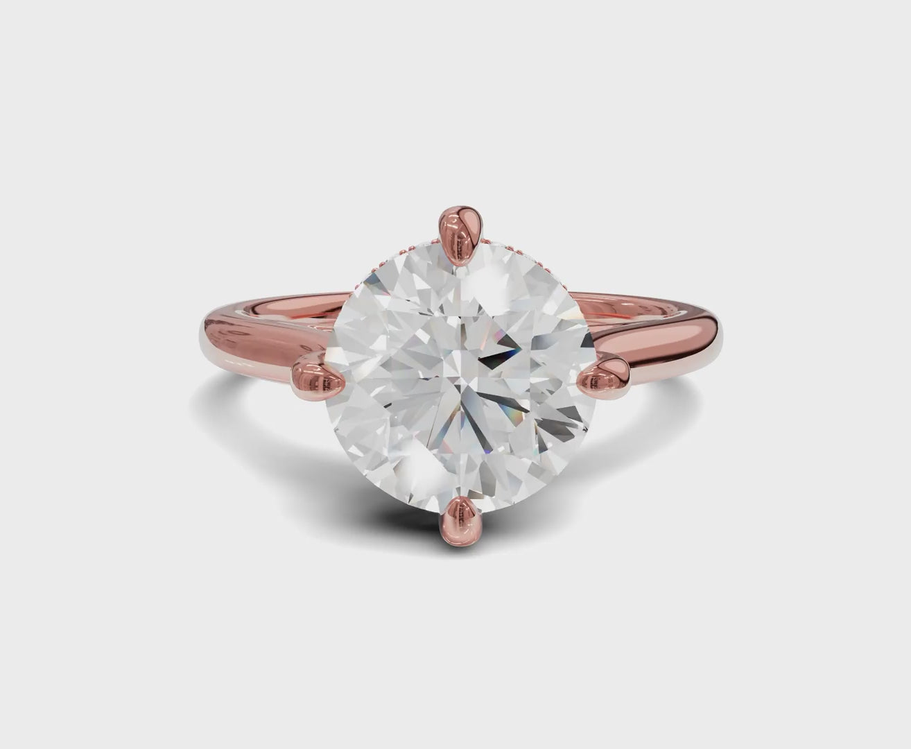 2.60 Ct Round Cut Engagement Ring With Hidden Halo
