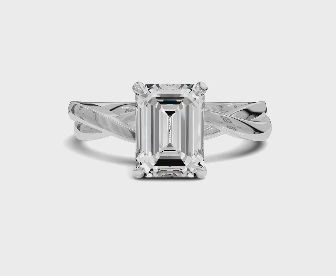 1.5 Ct Emerald Diamond Twisted Shank Solitaire Engagement Ring
