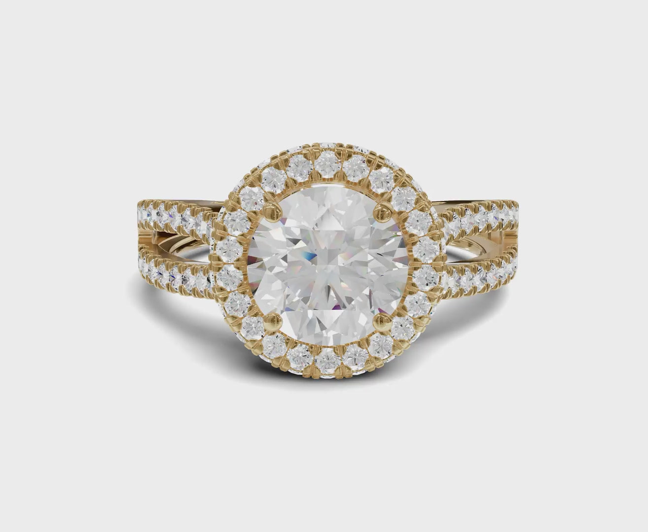 Split Shank Halo Round Diamond Ring | 1.75ct | Timeless Elegance