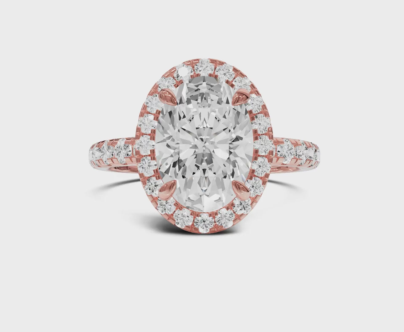 2.60 Ct. Oval Lab Grown Diamond With Halo & Side Stones Ring