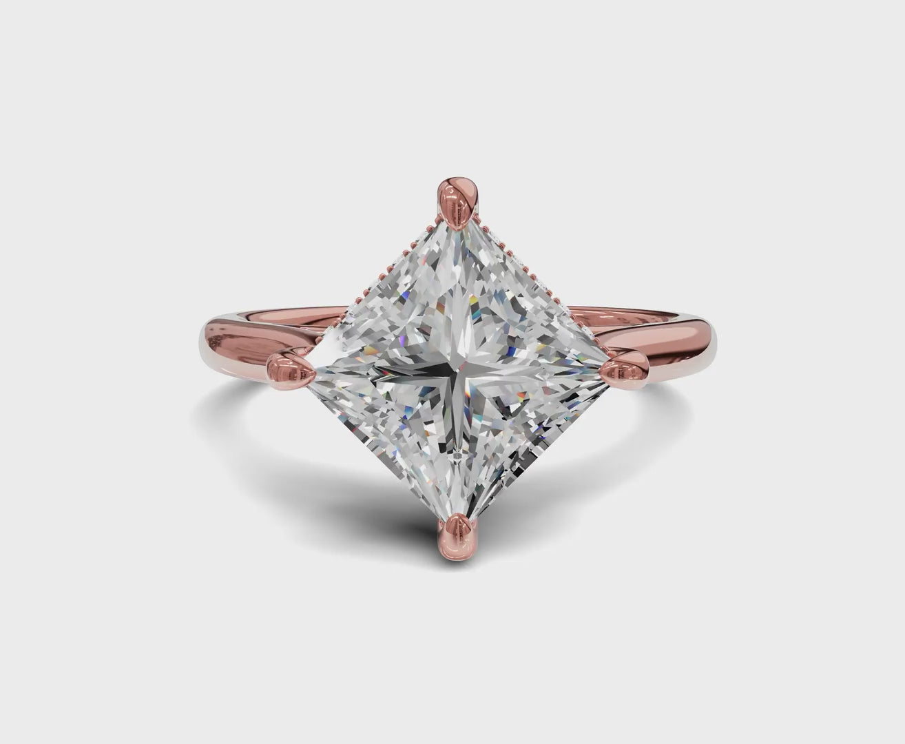 2.60 Ct Princess Cut Engagement Ring With Hidden Halo