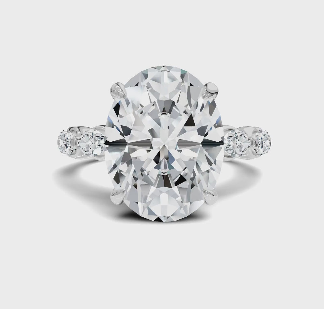 Luxury Oval Cut Diamond Engagement Ring with Halo & Side Stones