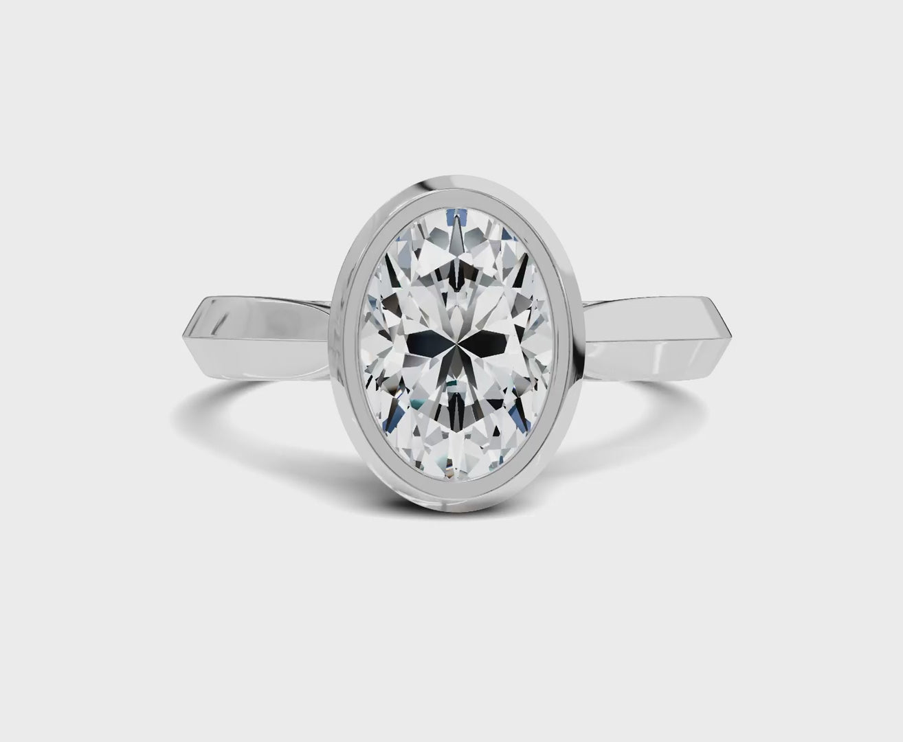 1.5 Ct Oval Diamond Bezel Setting Solitaire Engagement Ring