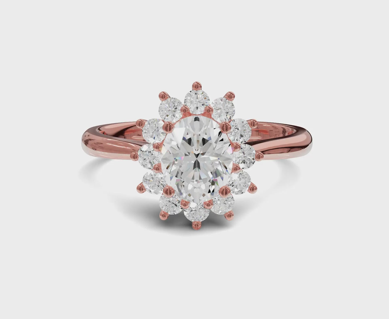 Exquisite Halo Oval Diamond Engagement Ring | 1.00Ct