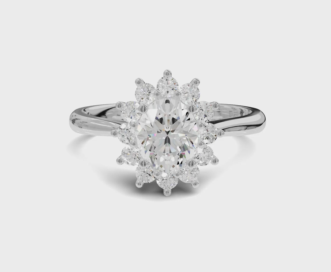 Exquisite Halo Oval Diamond Engagement Ring | 1.00Ct
