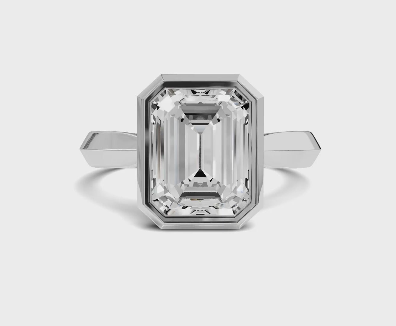 2.25 Ct Emerald Diamond Bezel Setting Solitaire Engagement Ring