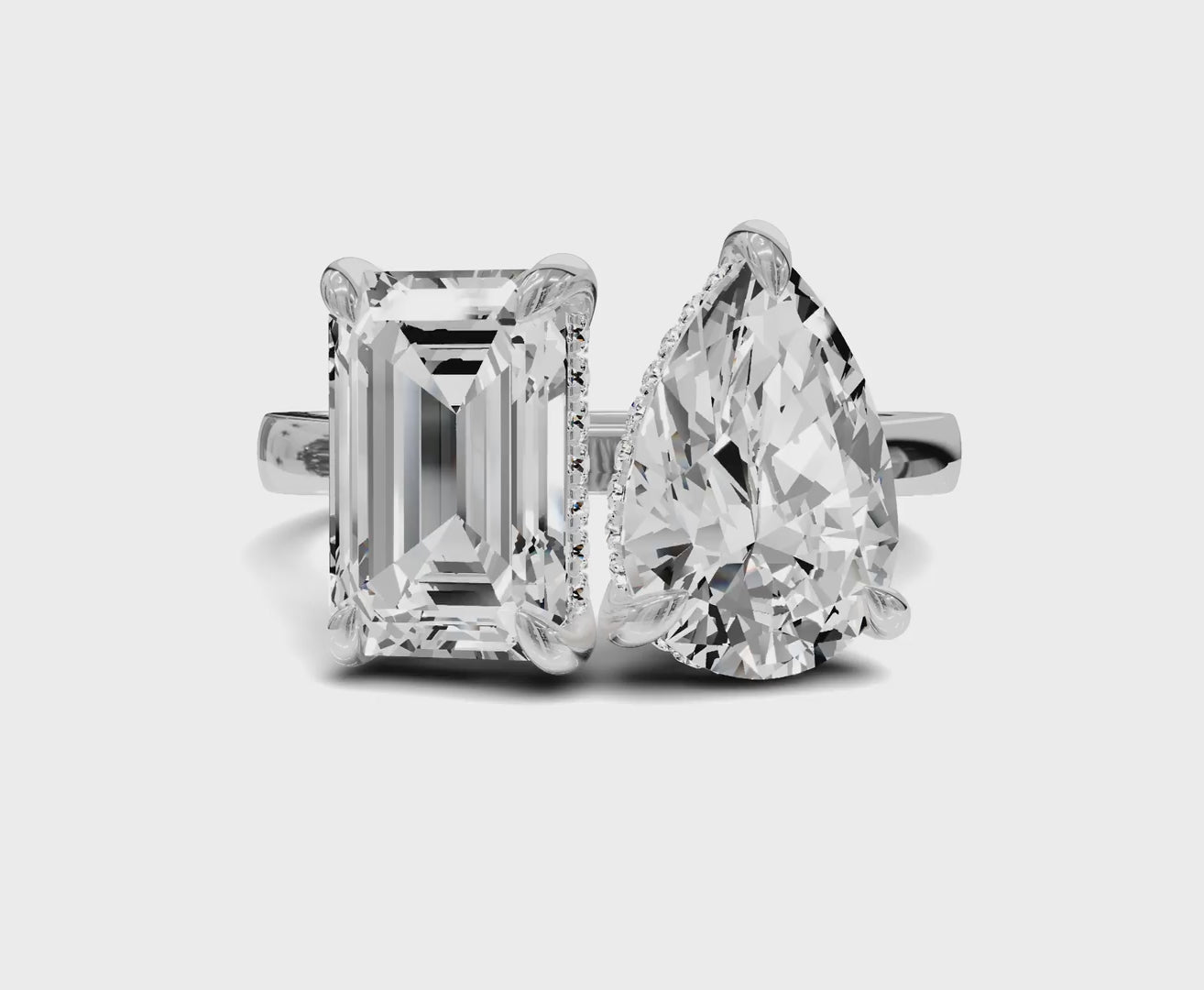 Pear & Emerald Toi et Moi Diamond Ring
