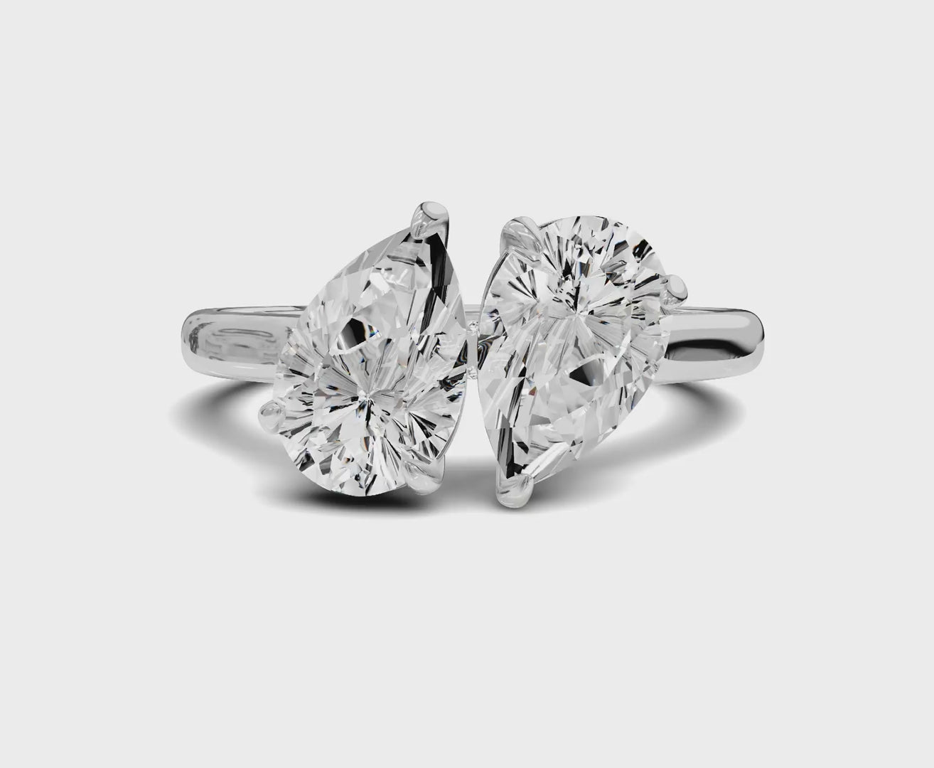 Unique Toi et Moi Ring with Twin Pear Diamonds