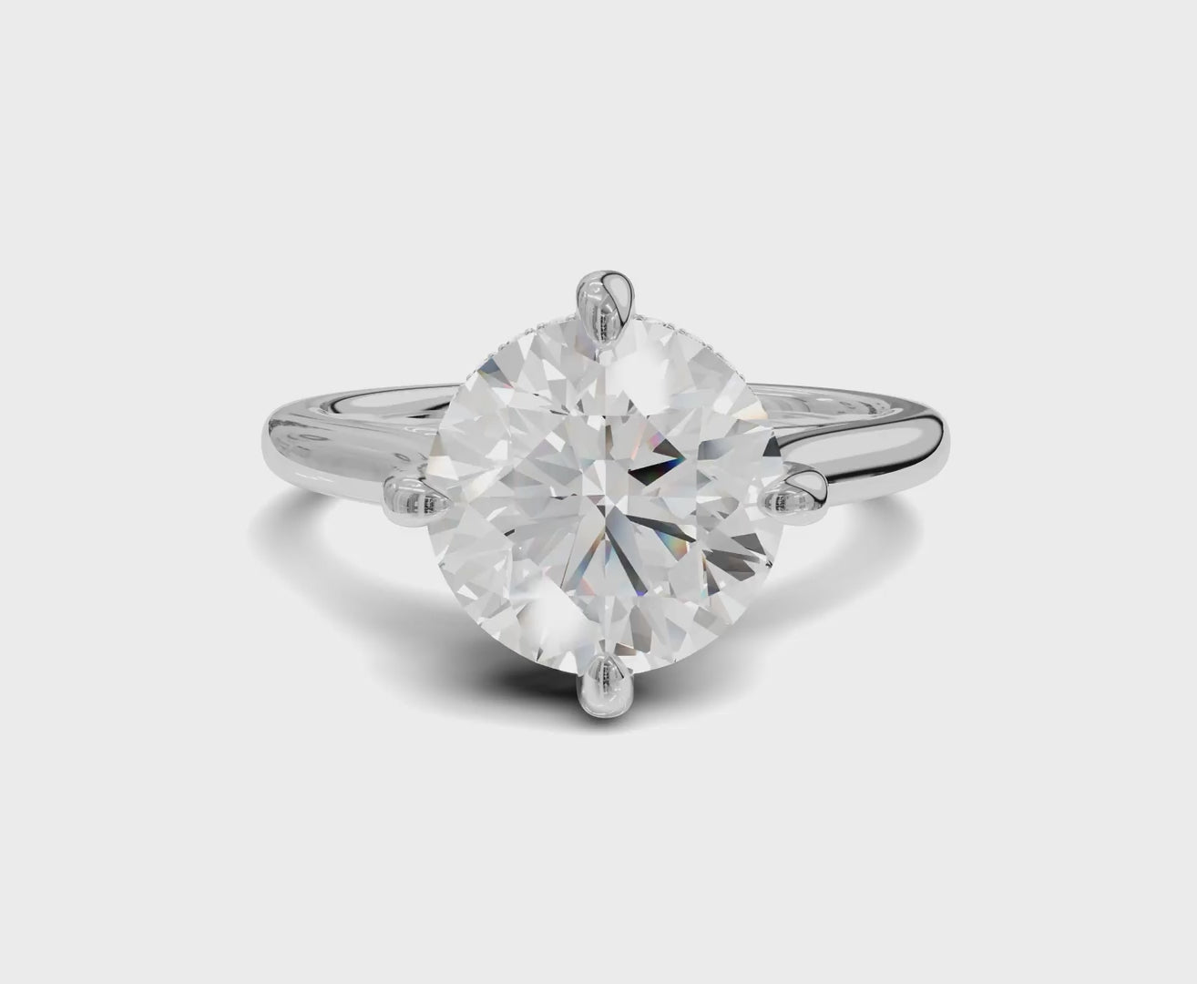 2.60 Ct Round Cut Engagement Ring With Hidden Halo