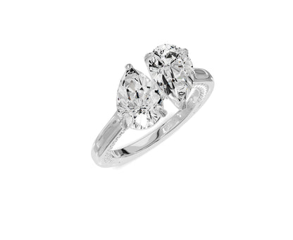 Unique Toi et Moi Ring with Twin Pear Diamonds