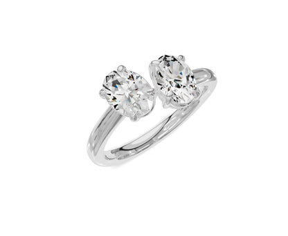 Oval Diamond Toi et Moi Engagement Ring
