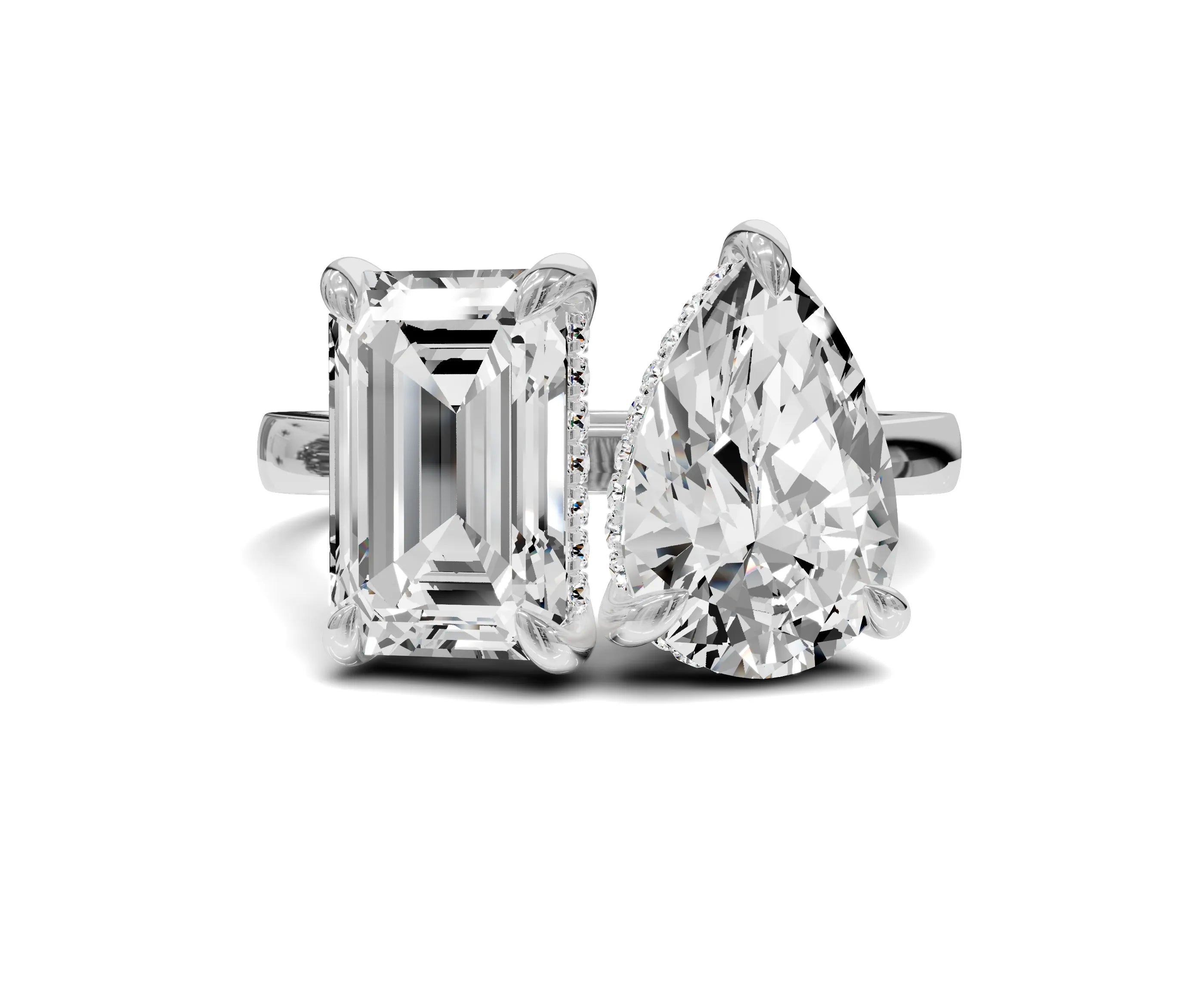 Pear & Emerald Toi et Moi Diamond Ring