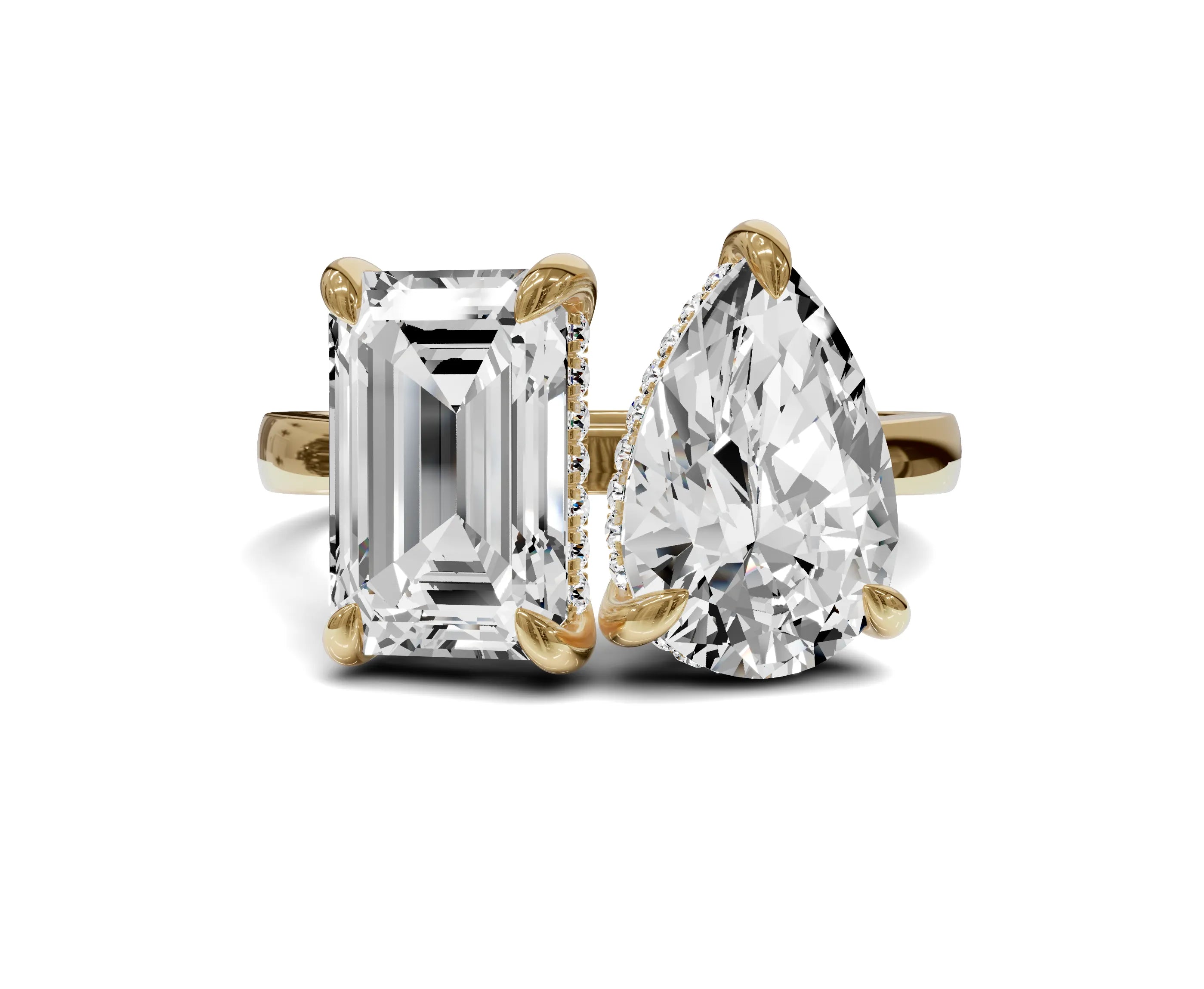 Pear & Emerald Toi et Moi Diamond Ring