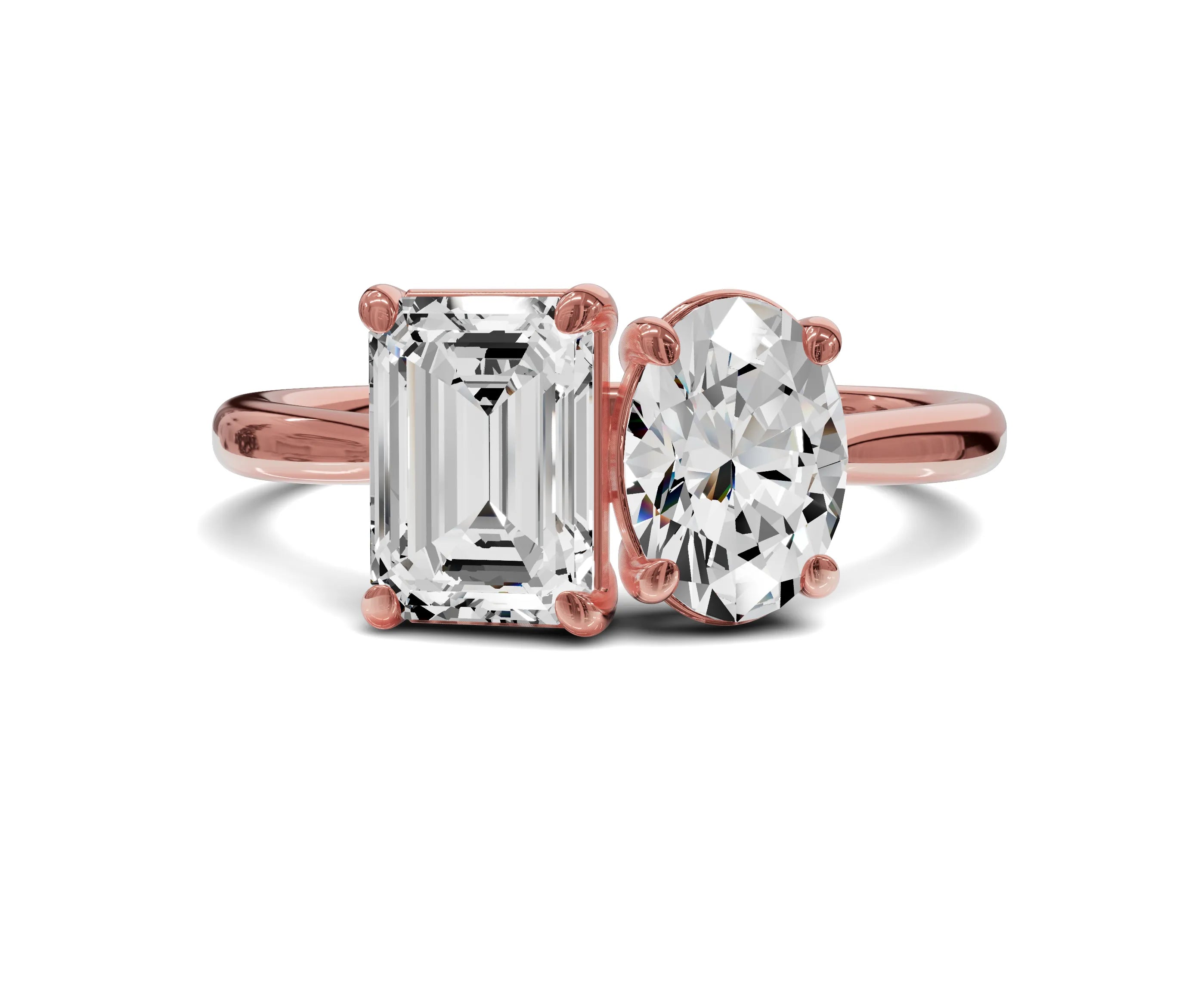 Oval & Emerald Cut Toi Et Moi Engagement Ring | 1.75ct Lab Grown