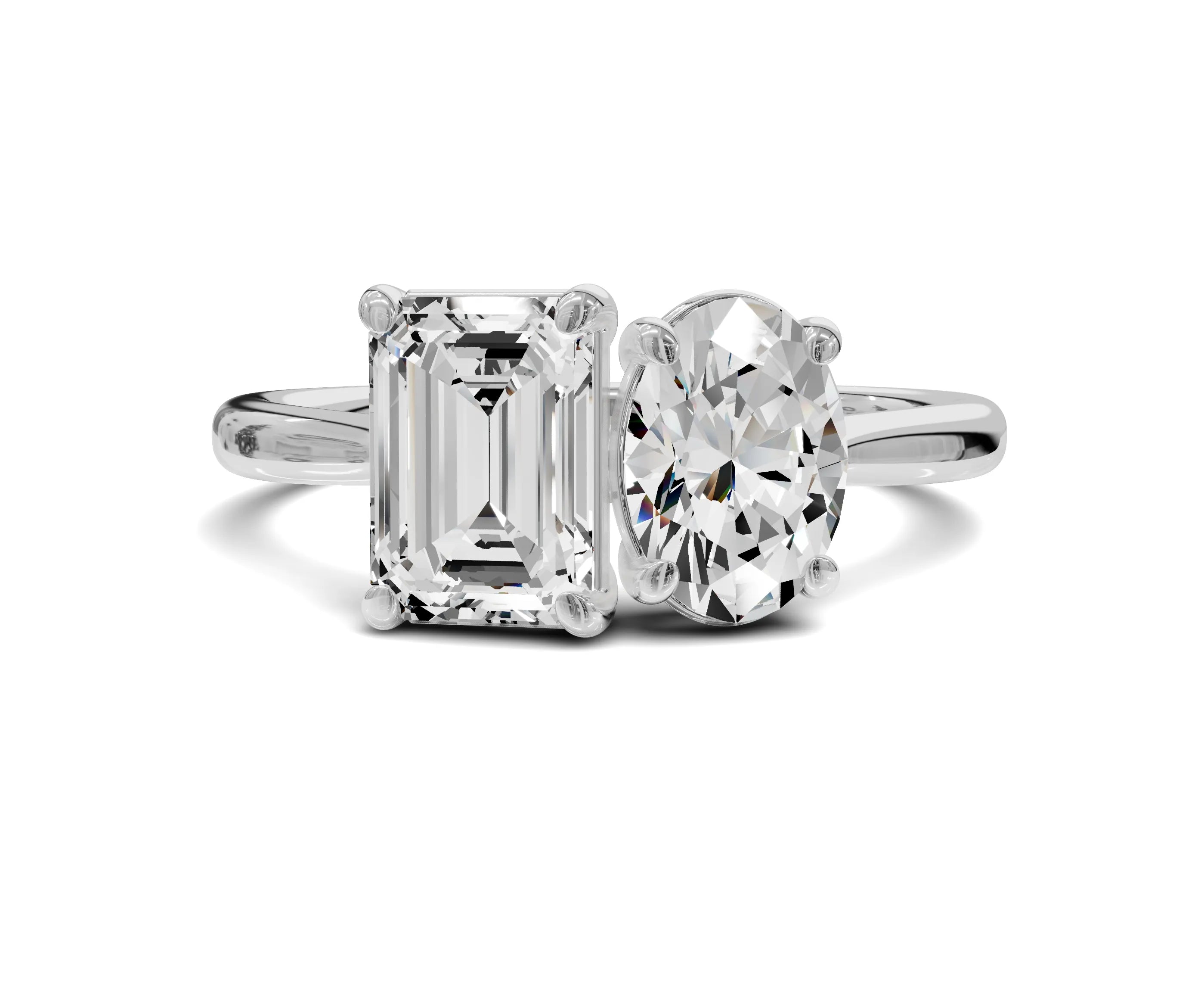 Oval & Emerald Cut Toi Et Moi Engagement Ring | 1.75ct Lab Grown