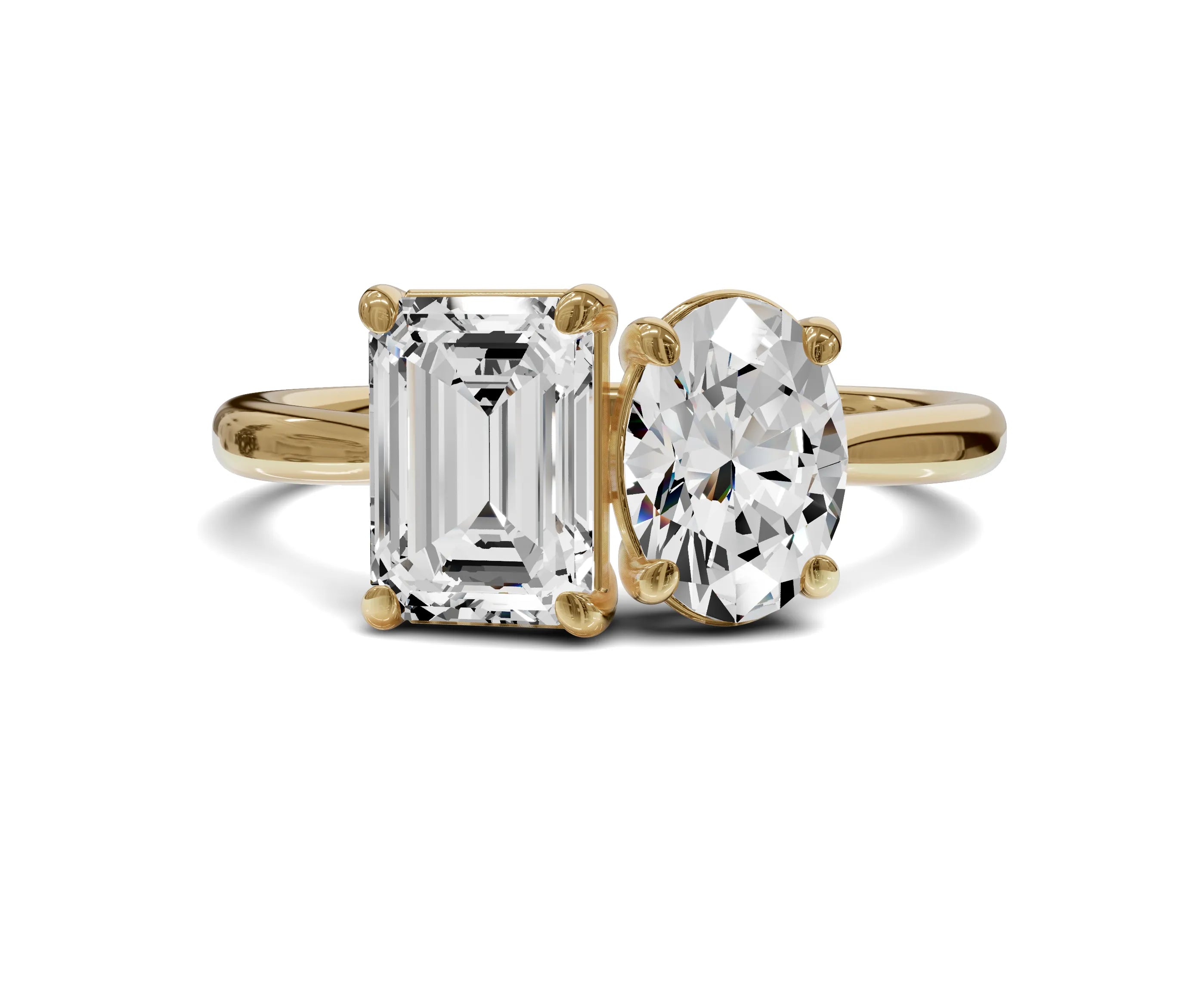 Oval & Emerald Cut Toi Et Moi Engagement Ring | 1.75ct Lab Grown