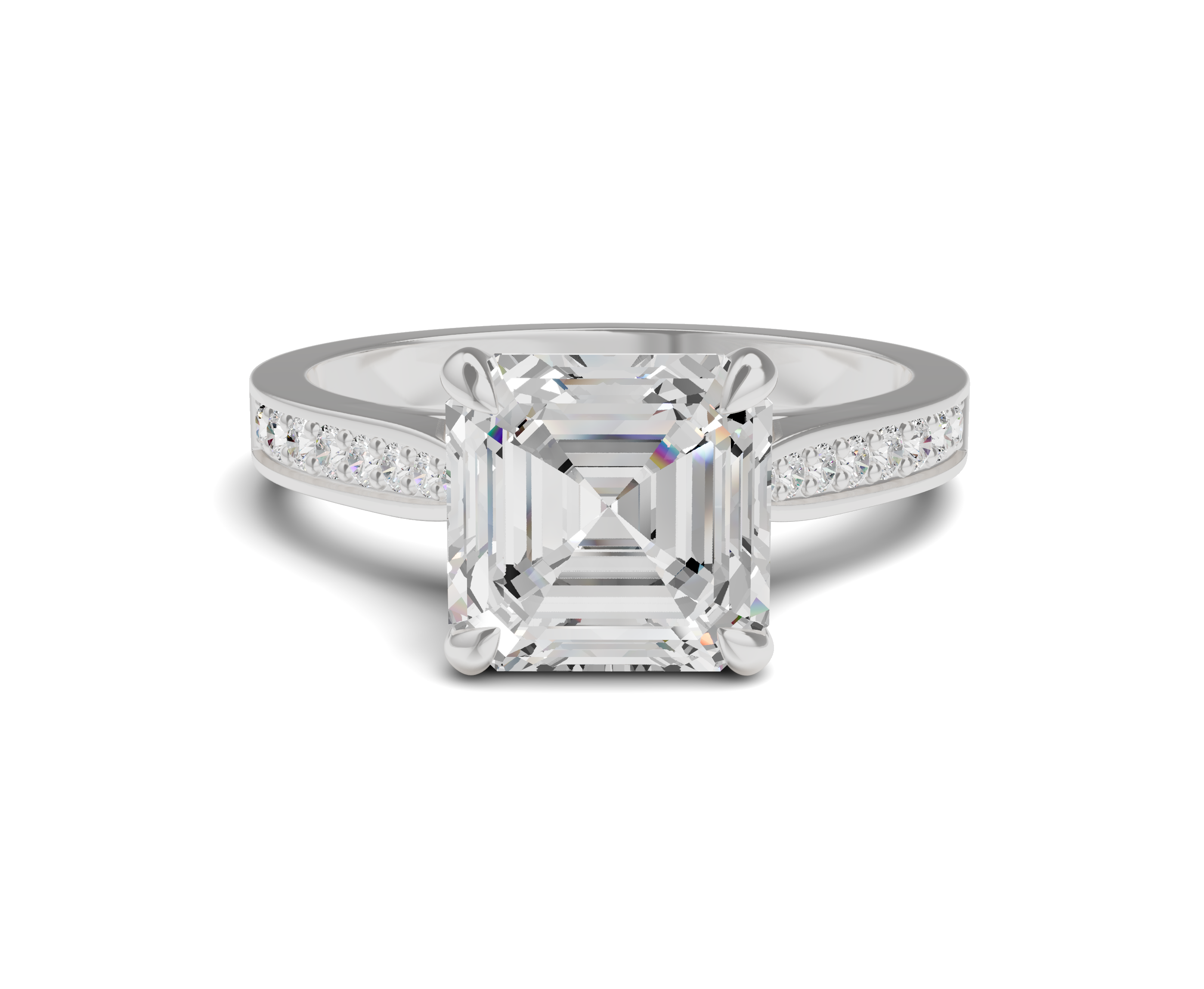 Timeless Lab Grown Diamond Side Stone Engagement Ring|Asscher Cut