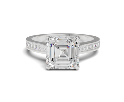 Timeless Lab Grown Diamond Side Stone Engagement Ring|Asscher Cut