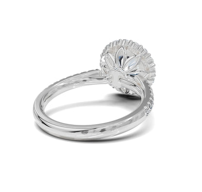 Luxury Round Diamond Halo & Side Stone Ring|3.70ct