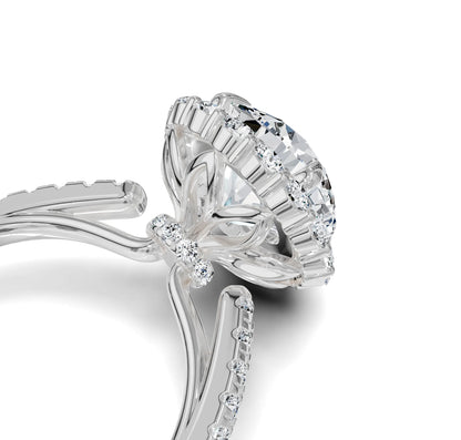 Luxury Round Diamond Halo & Side Stone Ring|3.70ct