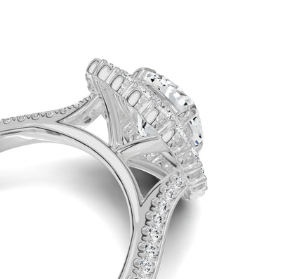Timeless Cushion Cut 3ct Engagement Ring | Halo with Side Stones