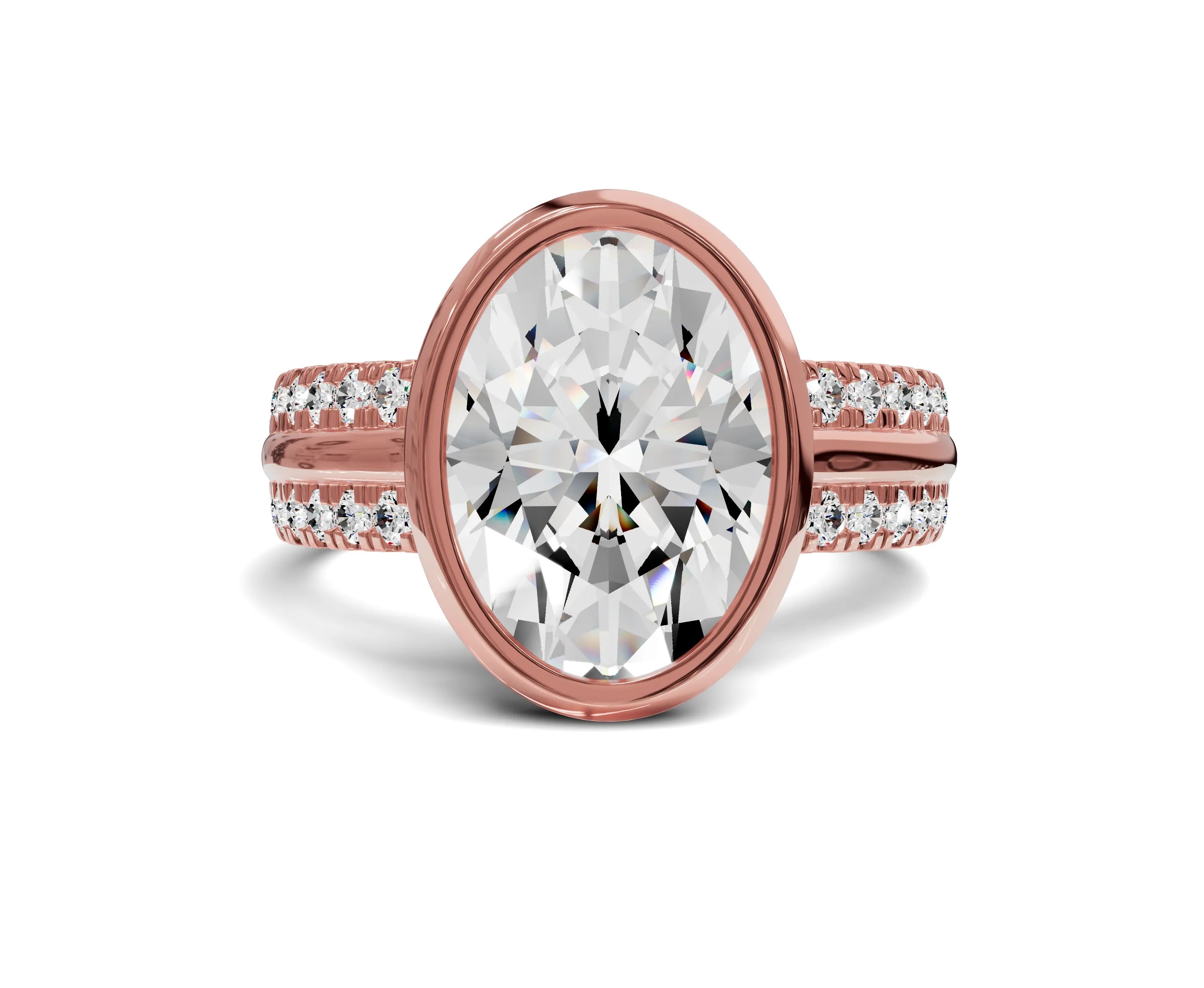 4ct Oval Diamond Engagement Ring | Bezel Setting with Side Stones