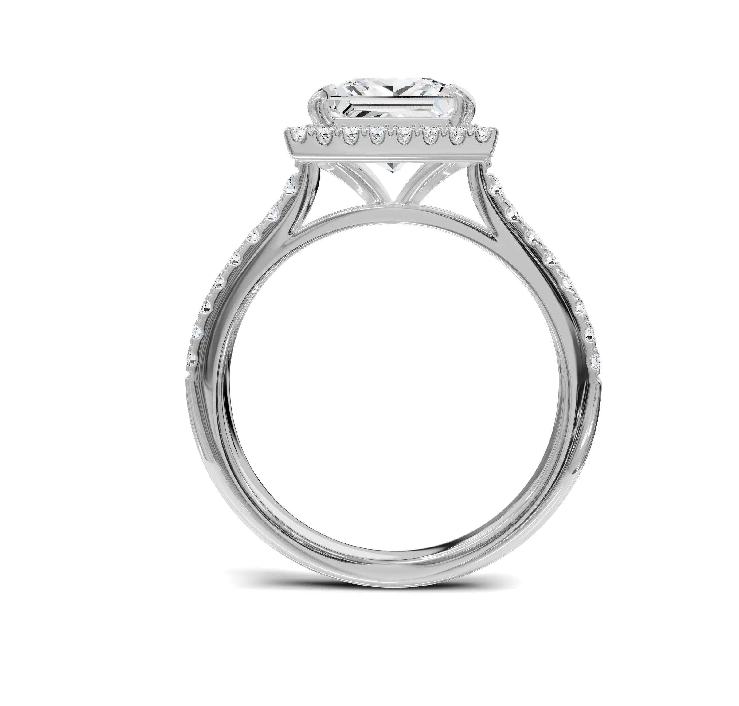 2.50ct Princess Cut Diamond Engagement Ring | Halo & Side Stones