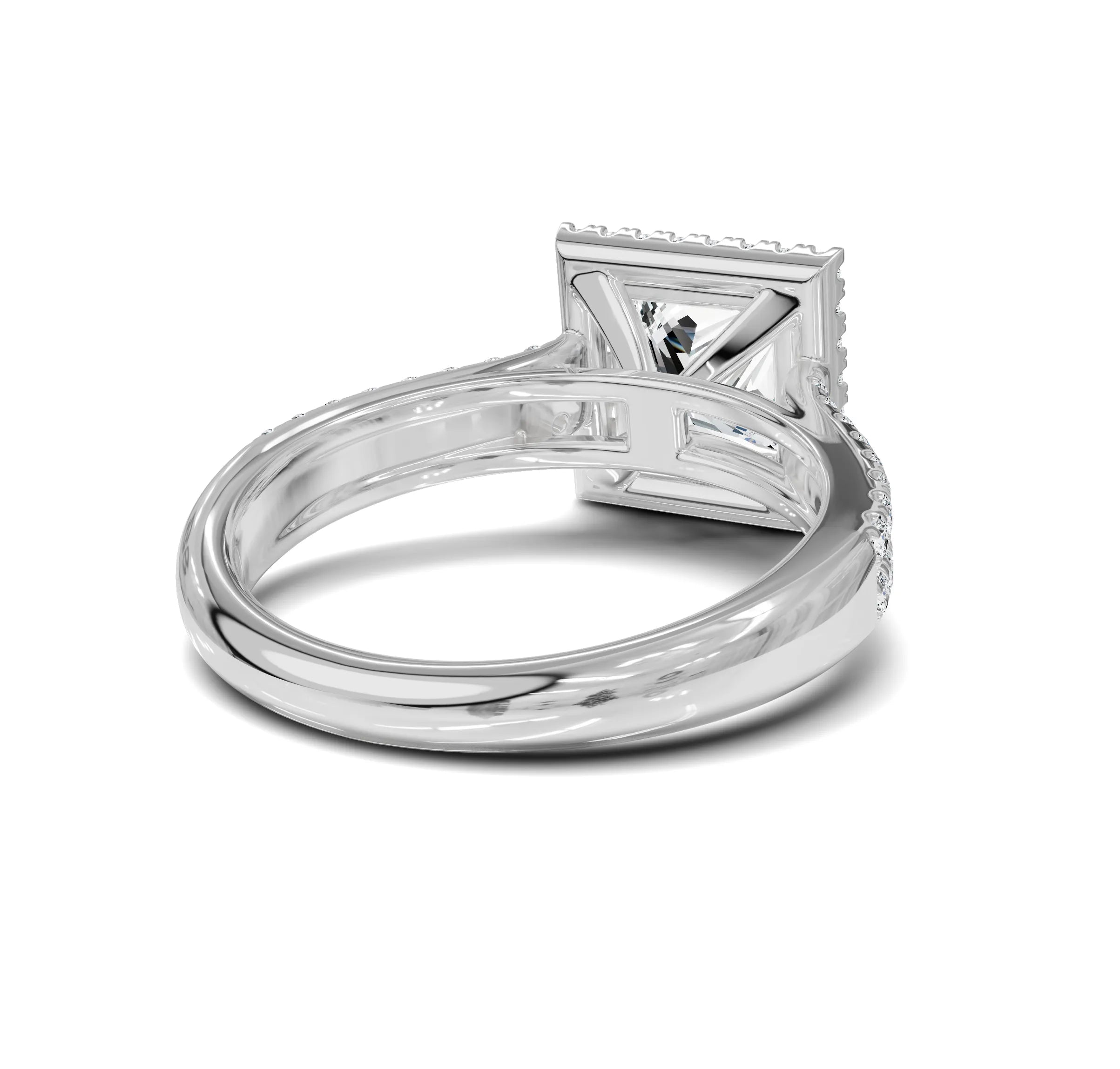 2.50ct Princess Cut Diamond Engagement Ring | Halo & Side Stones