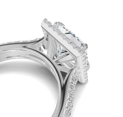 2.50ct Princess Cut Diamond Engagement Ring | Halo & Side Stones