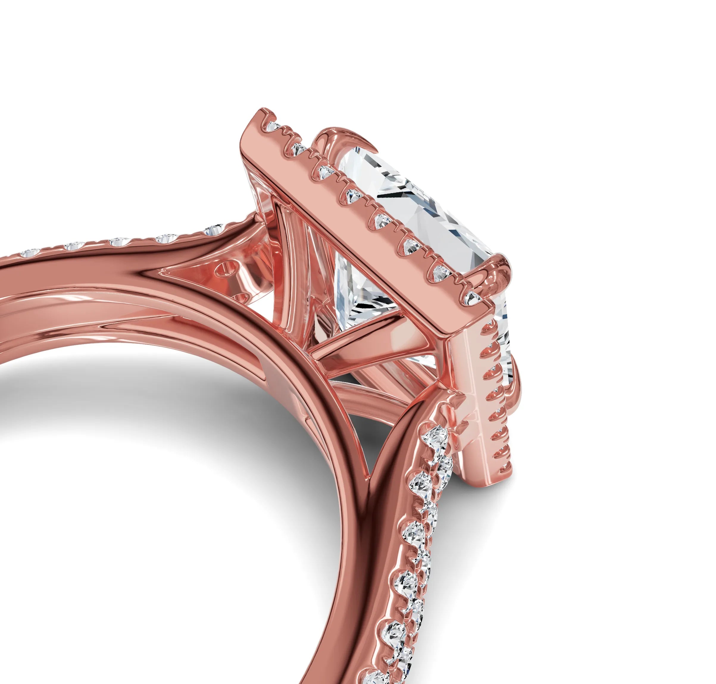 2.50ct Princess Cut Diamond Engagement Ring | Halo & Side Stones
