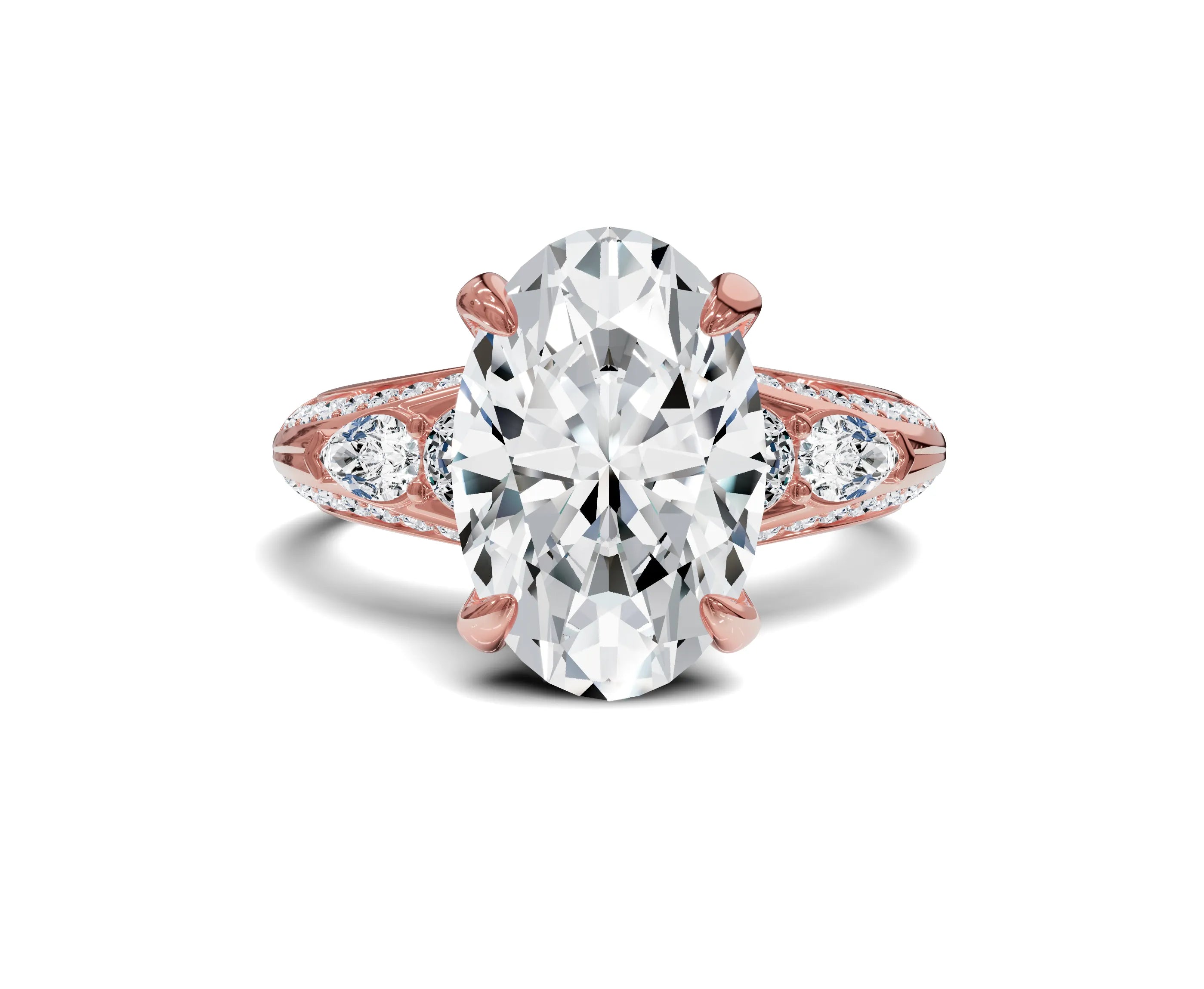 3.70 Ct Oval Diamond Ring with Side Stones