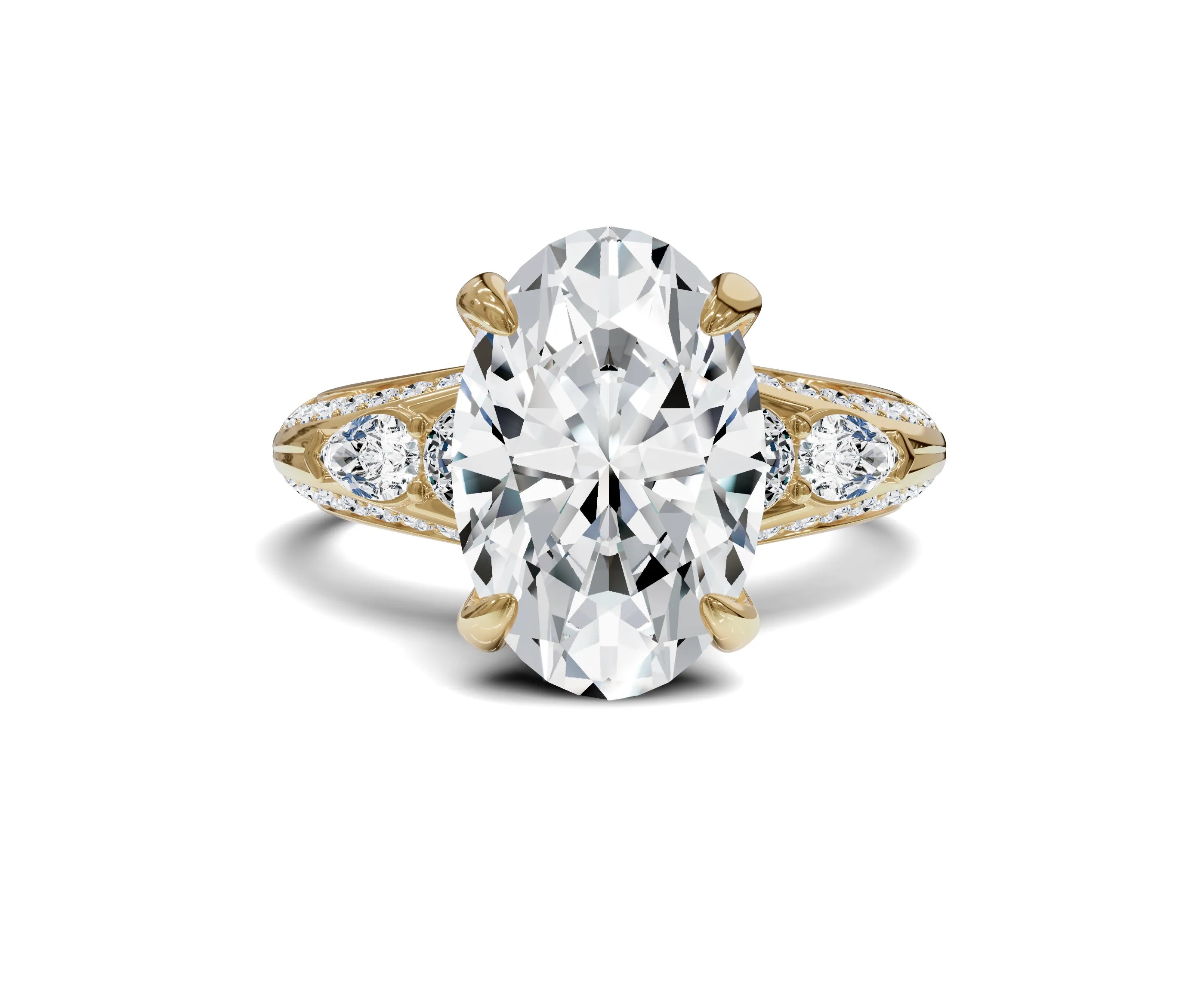 3.70 Ct Oval Diamond Ring with Side Stones