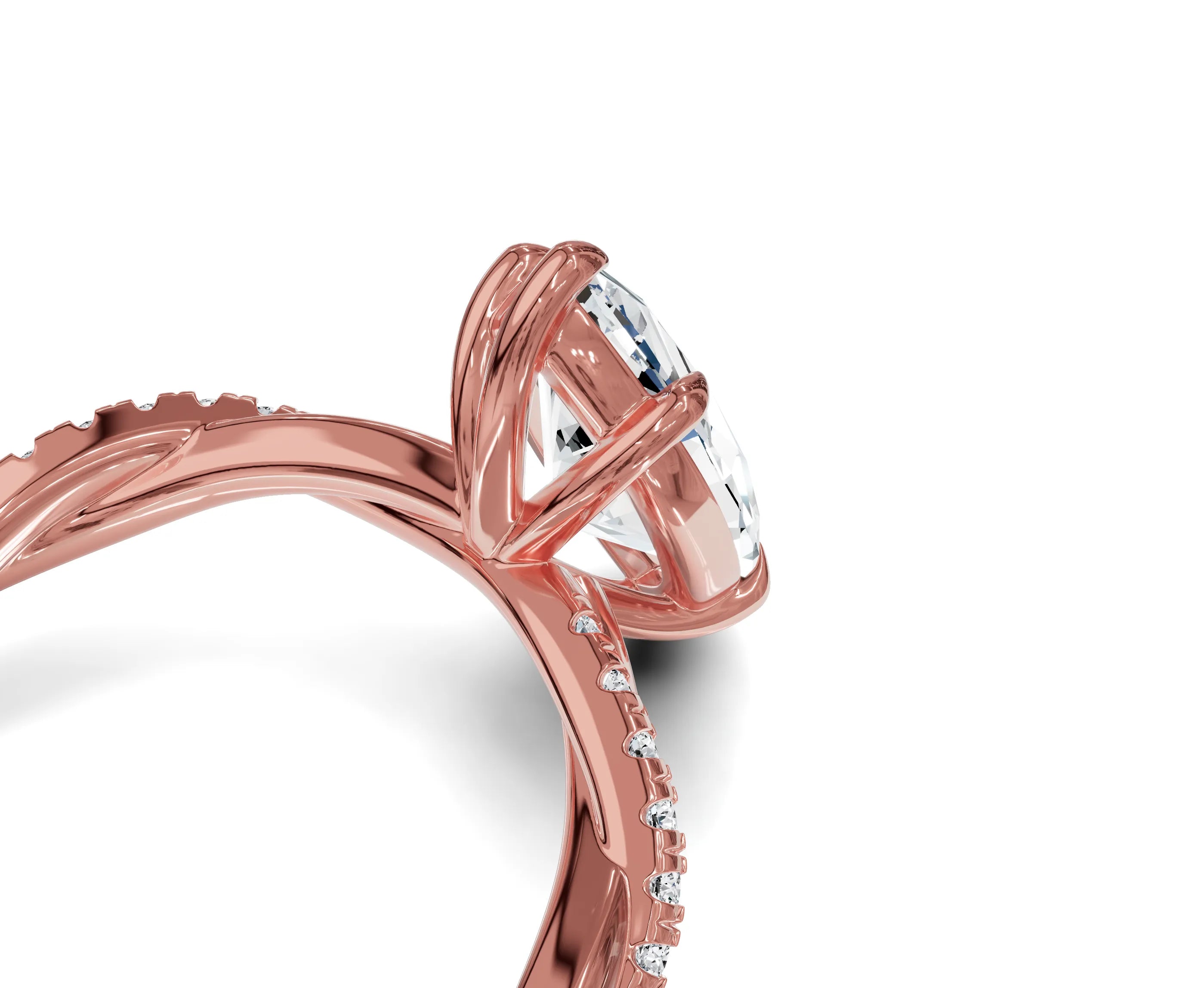2.5Ct Marquise Twisted Shank Side Stone Engagement Ring