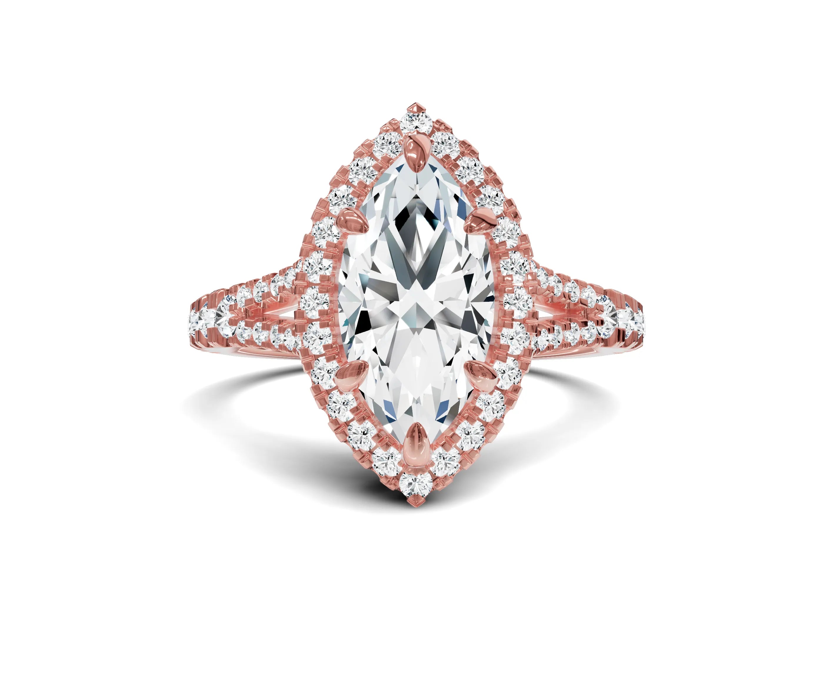 2.00Ct Marquise Split Shank Side Stone Engagement Ring