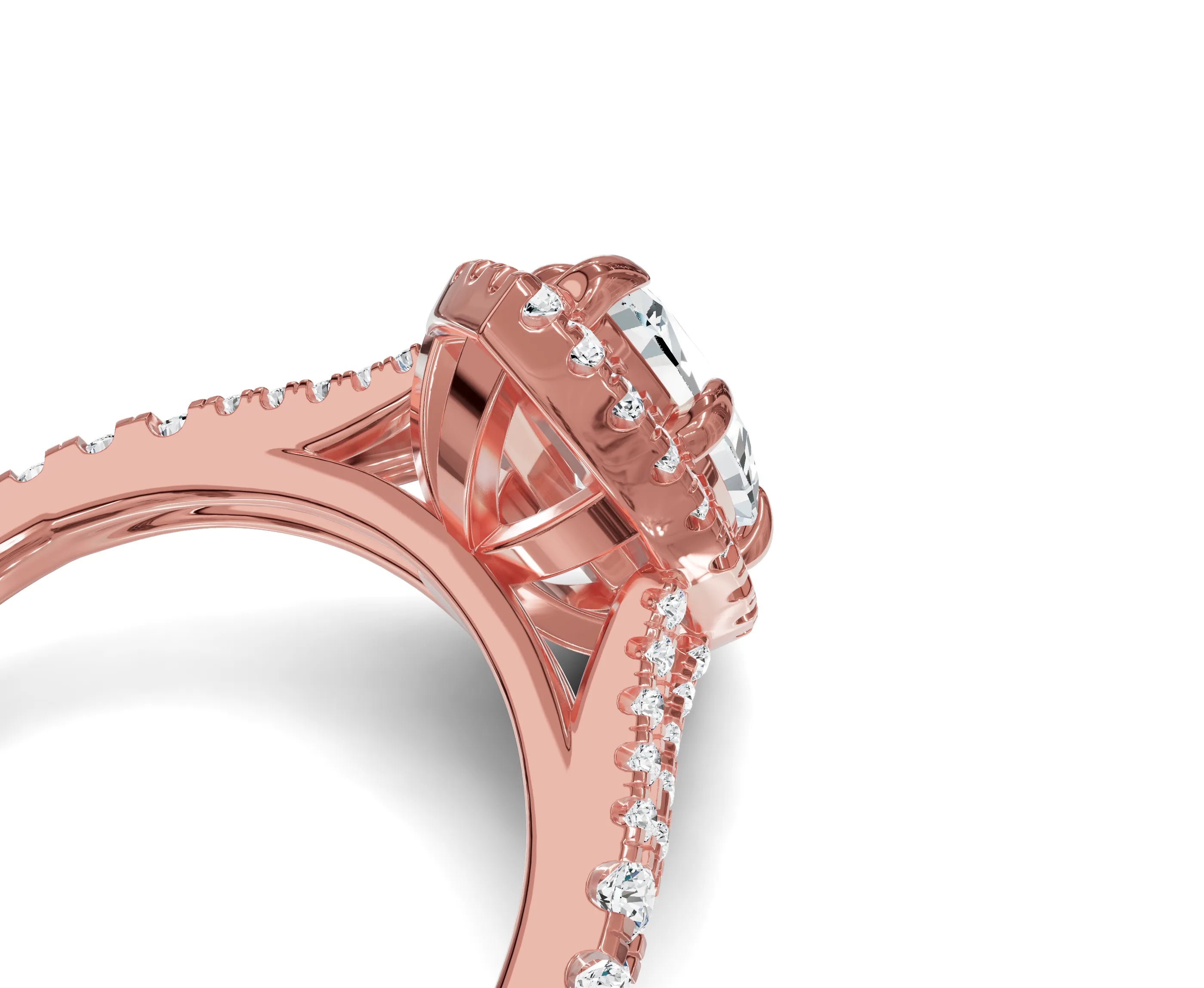 2.00Ct Marquise Split Shank Side Stone Engagement Ring