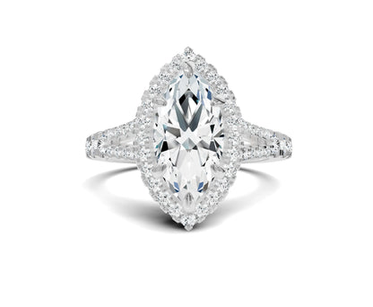 2.00Ct Marquise Split Shank Side Stone Engagement Ring