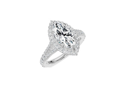 2.00Ct Marquise Split Shank Side Stone Engagement Ring