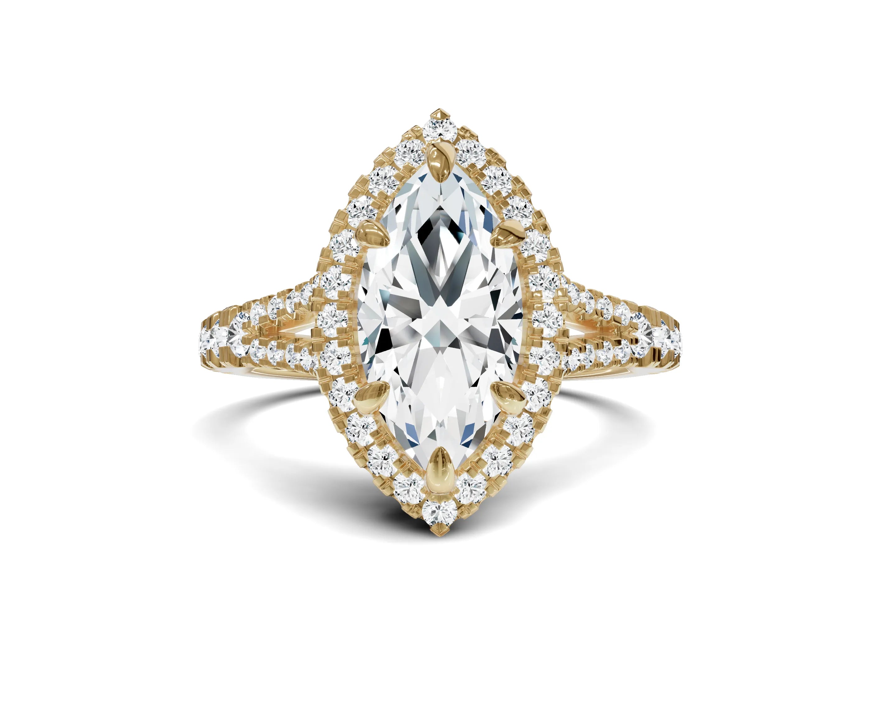 2.00Ct Marquise Split Shank Side Stone Engagement Ring